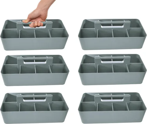 Vista 24 de Cesta grande portátil, divisores DIY, 8 compartimentos, organizador para suministros escolares, de oficina, para el hogar y negocios, cesta portátil