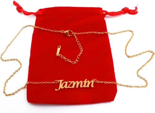 Vista 2 de Kigu Jazmin - Collar personalizado con nombre personalizado, chapado en oro de 18 quilates