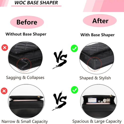 Vista 2 de Moldeador de base para bolso WOC, protector de fieltro e inserto para cartera en bolsa de cadena, máxima protección y soporte