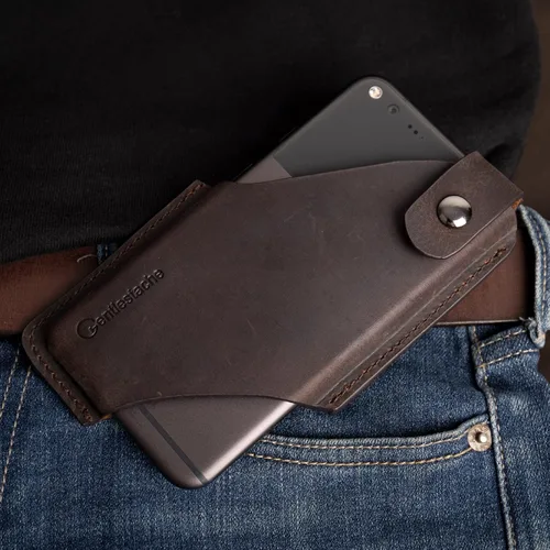 Vista 6 de Gentlestache Funda de cuero para teléfono celular con clip para cinturón, bolsa de cuero para iPhone Samsung Motorola, funda para cinturón