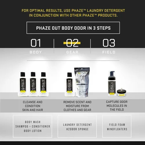 Vista 3 de PhaZe 2 Detergente para ropa - Sistema de control de aroma y eliminación de olores #1 Deer Hunter - 8 onzas