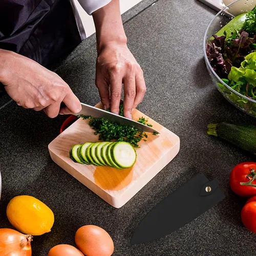 Vista 6 de Qchengsan Funda de cuero de vaca para cuchillos, protector de cuchillo de chef de 8 pulgadas, funda universal resistente para cuchillos o mangas
