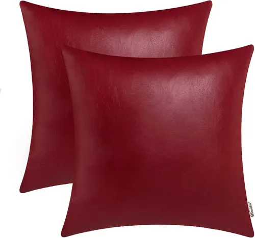 Vista 20 de BRAWARM Fundas de almohada de cuero sintético de 16 x 16 pulgadas - Juego de 2 fundas de almohada de cuero negro, fundas de almohada de cuero teñido