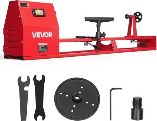 Vista 11 de VEVOR Torno de Madera de Sobremesa, 10 pulgadas x 18 pulgadas, 0.5 HP 370W Máquina de Torno para Madera, 5 Velocidades Variables