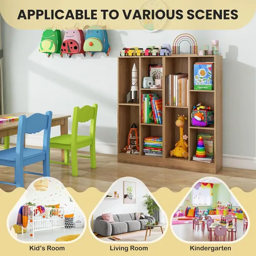 Vista 6 de Costzon 5-Cube Kids Bookshelf, 41” Tall Wooden Toy Storage Organizer for Books Toys, 3-Tier Storage Cabinet, Bookcase for Kids Room, Playroom