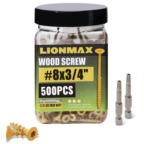Vista 35 de LIONMAX Tornillos de cubierta de 1-1/4 pulgadas, tornillos para madera #8 x 1-1/4 pulgadas, 100 unidades, resistentes a la corrosión, revestimiento
