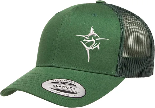 Vista 40 de Embroidered Swordfish Trucker Hat for Men & Women – Adjustable Mesh Back Snapback Baseball Cap for Fishing Negro-swwt