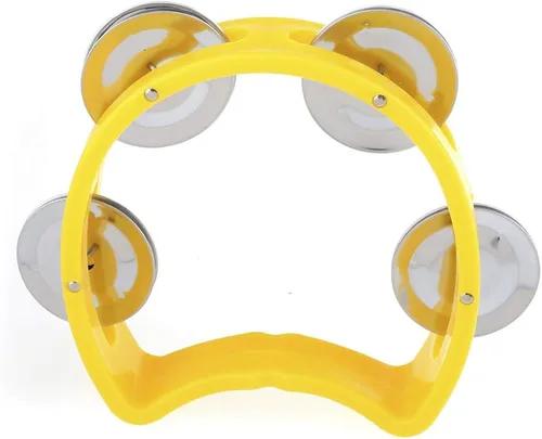 Vista 5 de Musiclily Pandereta de plástico de 6 pulgadas, instrumento musical de percusión, rojo/amarillo (paquete de 20)