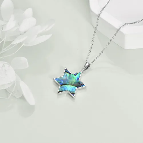 Vista 3 de AXELUNA - Collar de plata de ley con estrella judía de David para mujeres y hombres