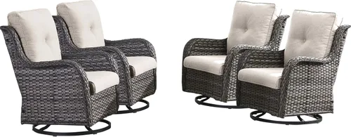 Vista 137 de HUMMUH Juego de 2 Sillas Giratorias Mecedoras de Mimbre para Patio Exterior, Juego de Muebles de Sillas Mecedoras de Ratán (Marrón, Azul) 50,000