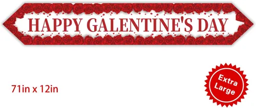 Vista 2 de Crazy Man Galentine's Day - Camino de mesa para el día, diseño floral rojo, 36 x 72 pulgadas, algodón