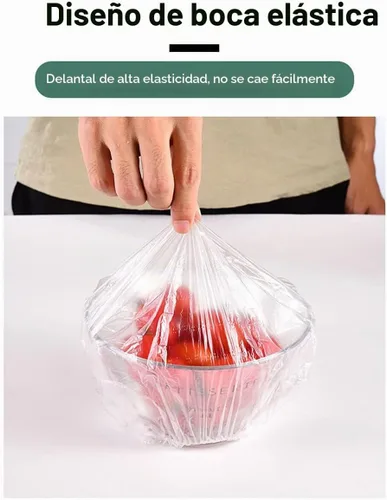Vista 4 de Fresh Keeping Bags - Fundas elásticas reutilizables para almacenamiento de alimentos con bordes elásticos, fundas de plástico elásticas para tazones