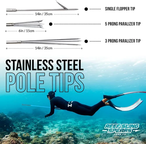 Vista 5 de Juego de Honda Hawaiana para Pesca con Lanza – Arpón de Pértiga de Fibra de Vidrio Portátil para Pesca Submarina con 3 Puntas Paralizadoras de 3