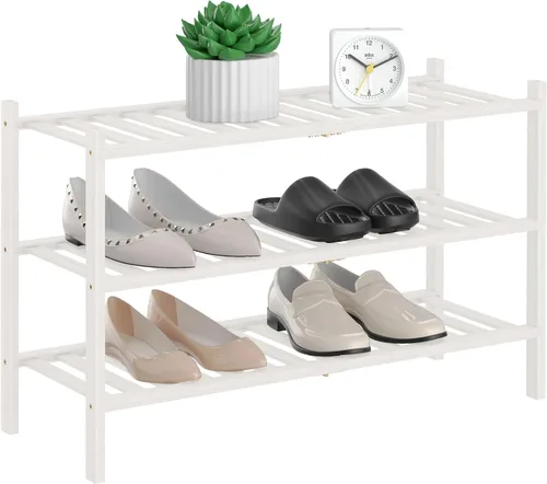 Vista 11 de RONGJlA - Zapatero de bambú de 4 niveles para armario, estante de madera para zapatos, organizador de almacenamiento para entrada, espacio pequeño