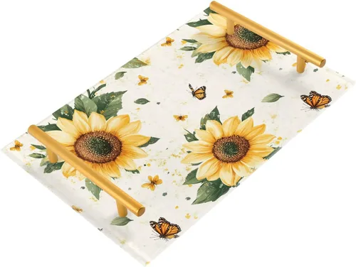 Vista 7 de Flowers Daffodils Snapdragon Iris Orange Tray for Bathroom Paper Towel Tray Desk Drawer Organizer for Sink