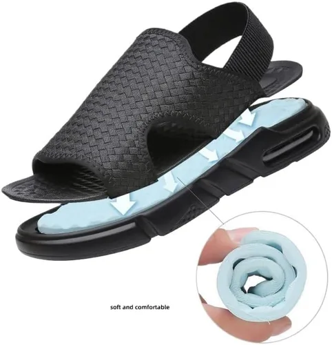 Vista 6 de Sandalias de verano tejidas de suela suave para hombre, para exteriores, verano, puntera abierta, antideslizantes, para playa, aumento de altura