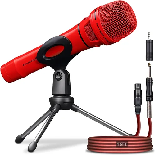 Vista 12 de Micrófono Dinámico - Micrófono Vocal Profesional para Cantar - Micrófono de Mano con Cable con Cable de Audio XLR de 16 ft a 1/4" - Micrófono