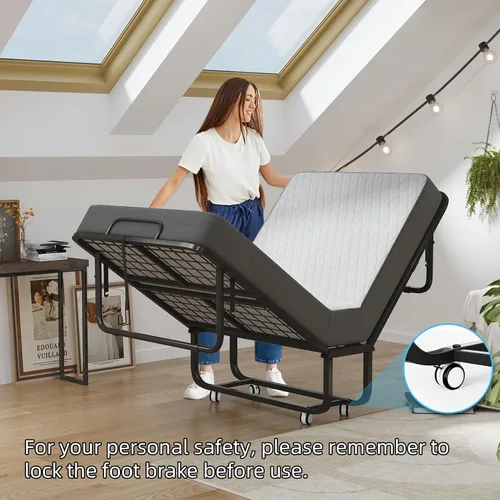 Vista 7 de VERMESS Cama plegable con colchón de espuma viscoelástica de 5 pulgadas, cama plegable de 75 x 32 pulgadas con marco de metal resistente sobre