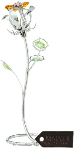 Vista 8 de Matashi Adorno de mesa de metal rosa chapado en oro cromado y rosa con cristales transparentes, elegante regalo de decoración del hogar para mamá