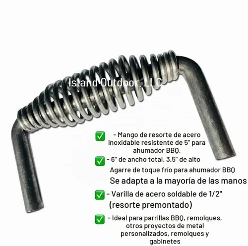 Vista 3 de LavaLock Mango de Resorte de Acero Inoxidable de 5-3/8" con Varilla de Acero de 1/2" (6" de Ancho, 3.5" de Alto) - Soldar EN
