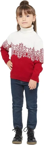 Vista 5 de Suéteres de Navidad familiares a juego con cuello alto, copos de nieve, suéteres de punto feo para fiestas de vacaciones