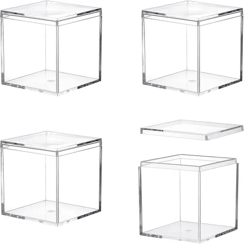 Vista 11 de KissYou Caja Pequeña de Acrílico con Tapa Cajas de Caramelo Transparentes para Exhibición Decoración de Fiesta Cubo Cuadrado de Plástico
