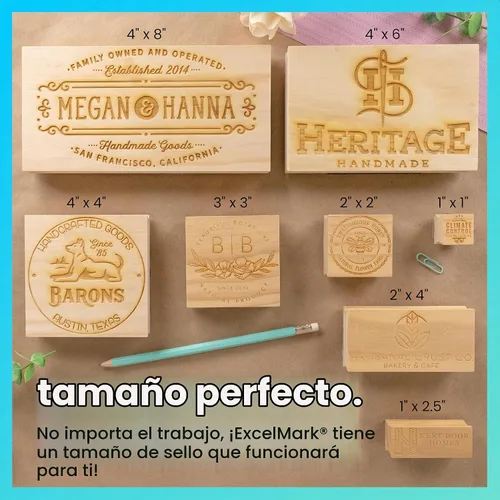 Vista 7 de ExcelMark Sello de logotipo personalizado, sello de goma de madera personalizado, carga tu propia imagen (1 x 1 pulgadas)