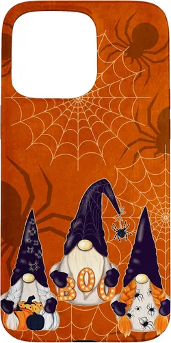 Vista 28 de iPhone 16 Spooky Halloween Gnomes Pumpkin Spider Pattern Witchy Boo Case