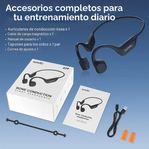 Vista 8 de Auriculares de conducción ósea Bluetooth 6.0,Auriculares deportivos Negro