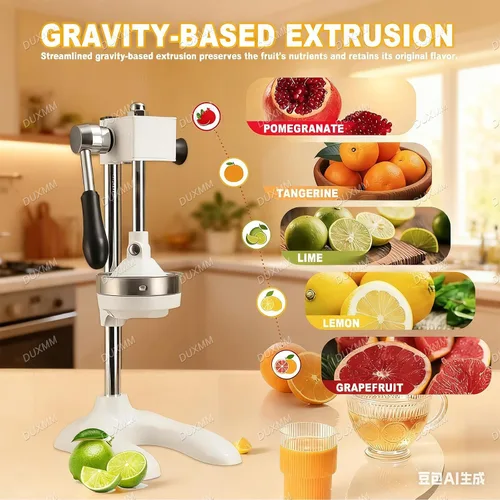 Vista 8 de Exprimidor de naranja de hierro fundido de cocina, máquina exprimidora de prensa manual, con base en forma de U manual, placa de presión grande