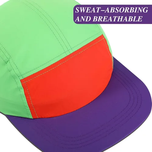 Vista 5 de Cindeer 80s 90s Neon Hat Nylon Cap Retro Adjustable Cap for Women Men 80s Costumes Accessories 90s Theme Party