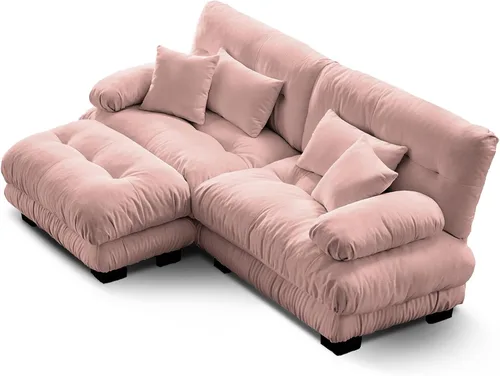 Vista 128 de Sofá Seccional Modular Extragrande de 93.7 pulgadas, Sofá de Dos Plazas Cloud Couch con Almohadas y Cojín Extra Grueso para Sala de Estar, Cine