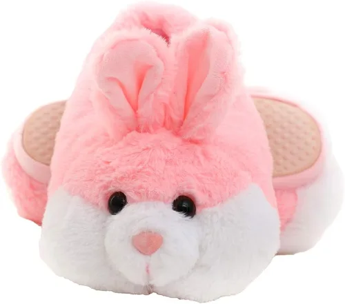 Vista 9 de Millffy Pantuflas de conejo para mujer, cálidas, divertidas, para casa, zapatos de conejo, pantuflas de felpa Gato negro