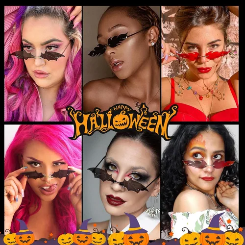 Vista 2 de Pro Acme Gafas de sol rojas con llama goteante para mujeres y hombres, con tonos de corazón, disfraz de Halloween, gafas de fiesta sin montura