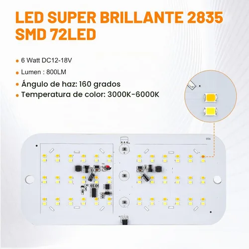 Vista 5 de BlueFire Luces interiores de techo de 800 lúmenes, CC 12-18 V regulables, luces LED interiores de RV de 6 W, 3000-6000 K, con control remoto