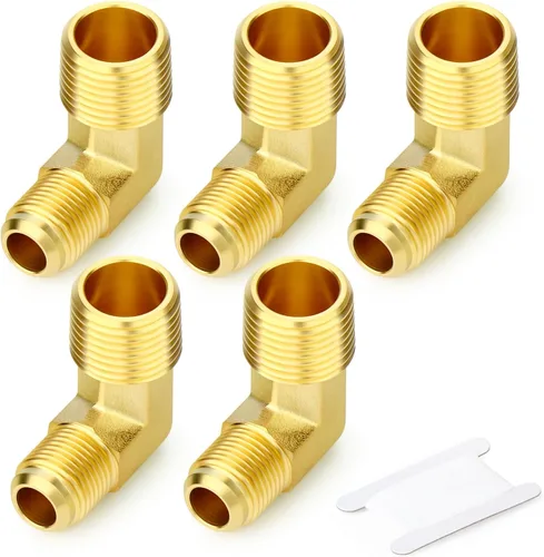 Vista 38 de GASHER Adaptador de codo de montaje de tubo de latón de 1/2 pulgada flare x 1/2 pulgada NPT macho Pipe