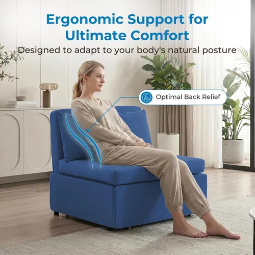 Vista 5 de Mjkone Sofá cama extraíble tamaño individual de 43 pulgadas de ancho con sofá cama extraíble, sofá individual convertible 2 en 1 con almohadas