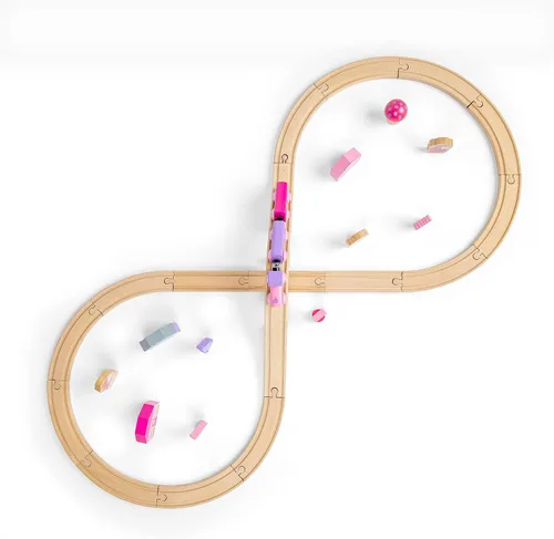 Vista 5 de Bigjigs Rail Juego de figuras de hada de madera de ocho trenes - 40 piezas de juego