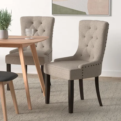 Vista 2 de Acme Furniture Farren - Silla auxiliar en tela beige y acabado espresso