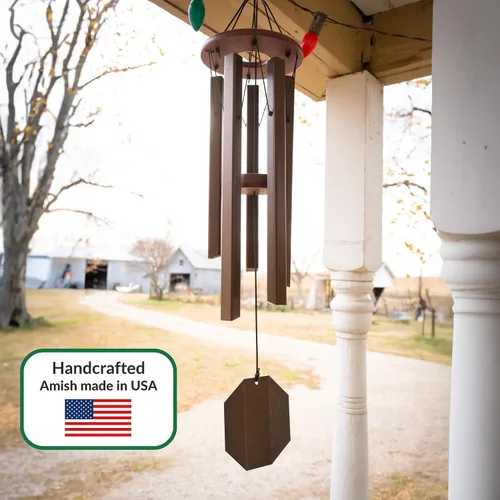 Vista 4 de Lambright Chimes Ocean Breeze - Campanilla de viento personalizada de bronce de 36 pulgadas de alto, campanillas de viento personalizadas