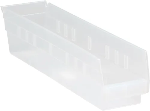 Vista 2 de Quantum Storage QSB103 - Contenedores de plástico anidables resistentes para farmacia, hospital y almacén, labio colgante y 7 ranuras divisoras, Azul