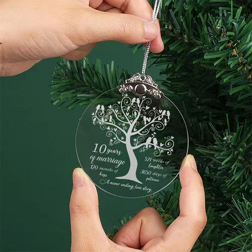 Vista 4 de Adorno de 10 años para él y ella, regalo de 10º aniversario de boda, 10º para pareja, 10 años para esposa, marido, adorno de Navidad de 3 pulgadas