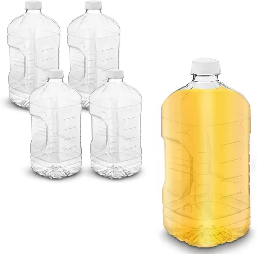 Vista 8 de MT Products Botellas de Jugo de Plástico PET Transparente de 64 oz. - Recipiente Vacío con Tapas a Prueba de Manipulación (Juego de 2) - Fabricado