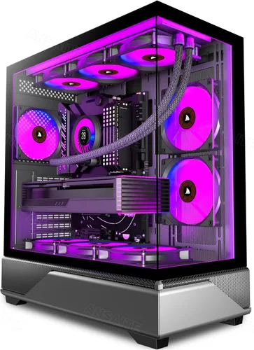 Vista 20 de PC CASE 9 PWM ARGB Ventiladores preinstalados, funda de PC para juegos de media torre, carcasa panorámica de vidrio templado para computadora