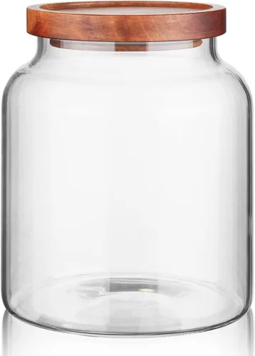 Vista 13 de Labina Recipiente de Almacenamiento de Vidrio Hermético Frascos de Alimentos Recipiente de Cocina con Tapas de Madera, 20 Oz Boca Ancha Organización