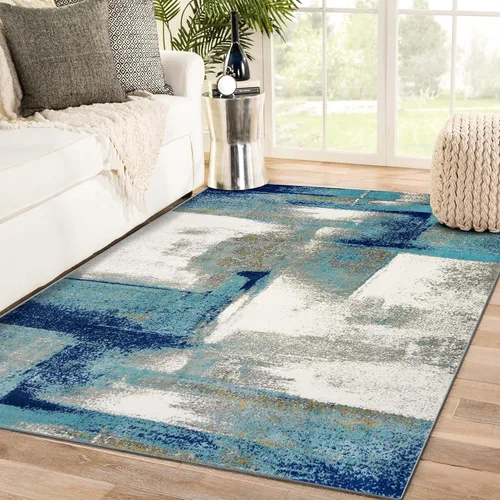 Vista 12 de Luxe Weavers - Alfombra abstracta, Lagos Collection 7558, color azul claro