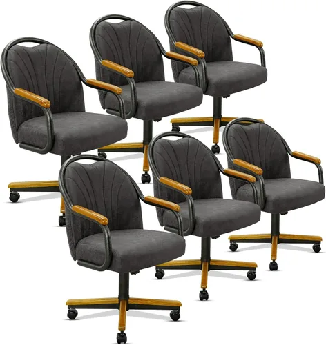 Vista 48 de Chromcraft Juego de 1 silla, silla con ruedas dobles suaves para cocina