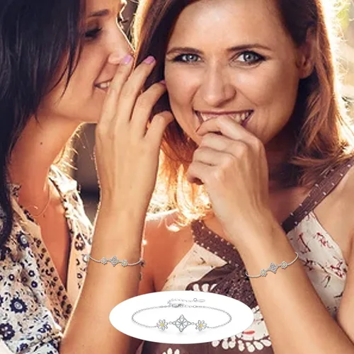 Vista 6 de Midir&Etain Pulseras de protección de margaritas con nudo de brujas para mujer, pulsera celta, Nudo De Bruja Plata 925, pulsera original de buena