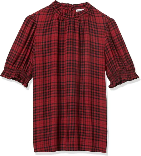 Vista 5 de Tienda Essentials Camisa de sarga fluida para mujer con detalle de bata de manga corta