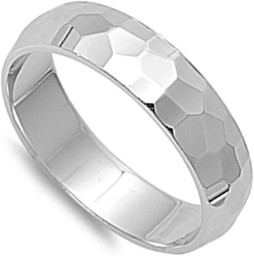 Vista 2 de Elige tu ancho anillo de plata fina con corte de diamante.